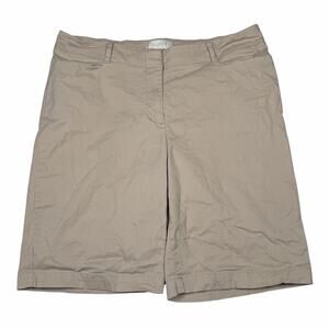 Talbots Shorts Womens Size 14 Mid Rise Flat Front Khaki Tan Bermuda Chino